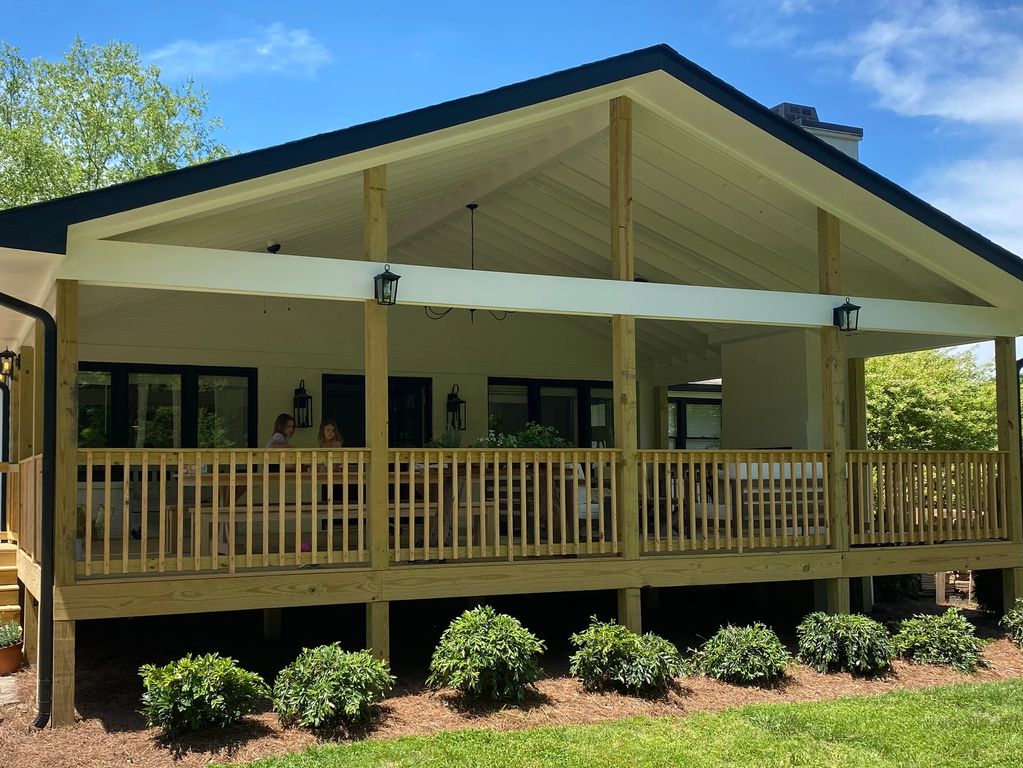 This is a covered porch addition to a home in Franklin. This family loves to be outside , so we help