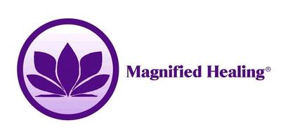 Purple lotus logo with 'Magnified Healing' text.