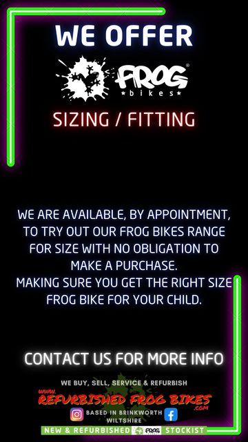 We offer Frog Bike sizing
