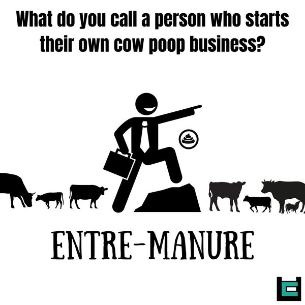 What do you call a person who starts their own cow poop business?
A: Entre-manure