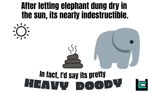 After letting elephant dung dry in the sun,  I'd say its pretty HEAVY DOODY now.