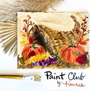 Timree thanksgiving fall autumn cornucopia painting with pumpkins 
