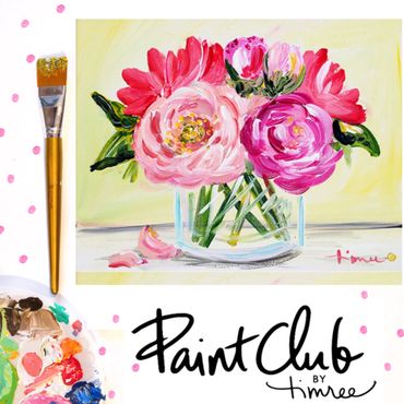 Timree pink floral peonies painting 