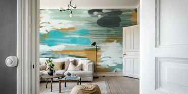  Hypnotic Teal Mustard wall mural by delinda_graphic_studio 