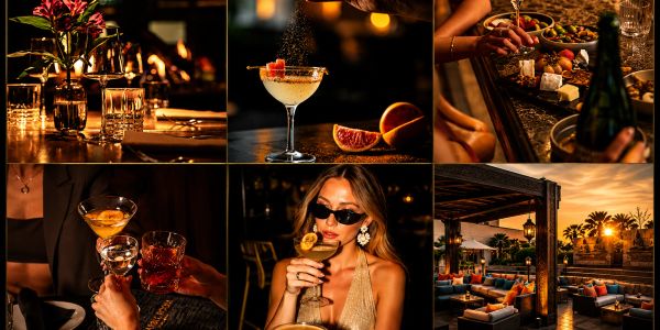 Elegant evening drinks and dining in a stylish setting.