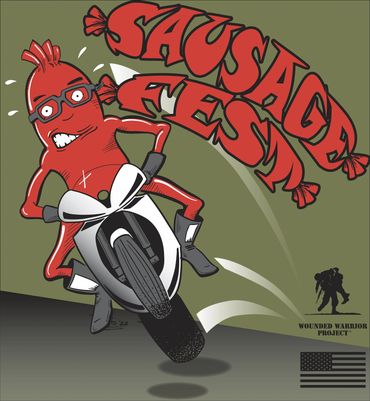 Sausage riding a sport bike