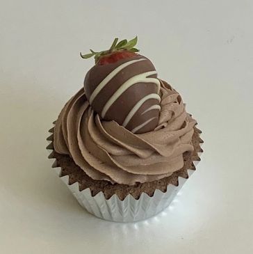 Double dipped Strawberry on a Belgian Chocolate Cupcake from Poppy's. Order now!