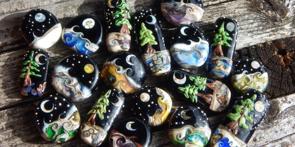 Moon Magic Glass Lampwork beads
Forest Scenes and Ocean Moon Beads