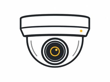 Minimalist illustration of a security camera.
