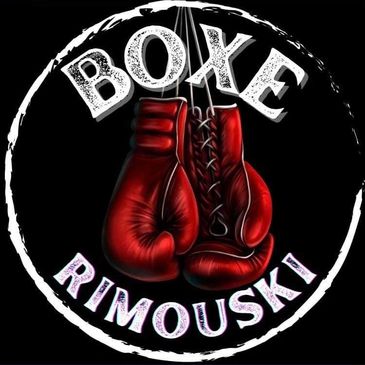 Gants de boxe rouges avec texte "Boxe Rimouski".