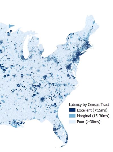 Latency by census tract in the US