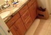 Upstairs Bathroom remodel with new vanity, granite top with double bowls and faucets.