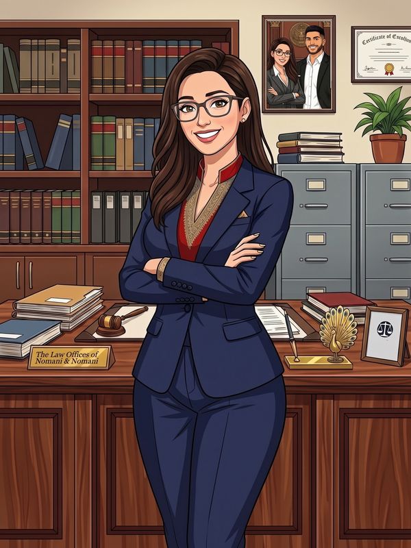 A confident female lawyer standing in her law office.