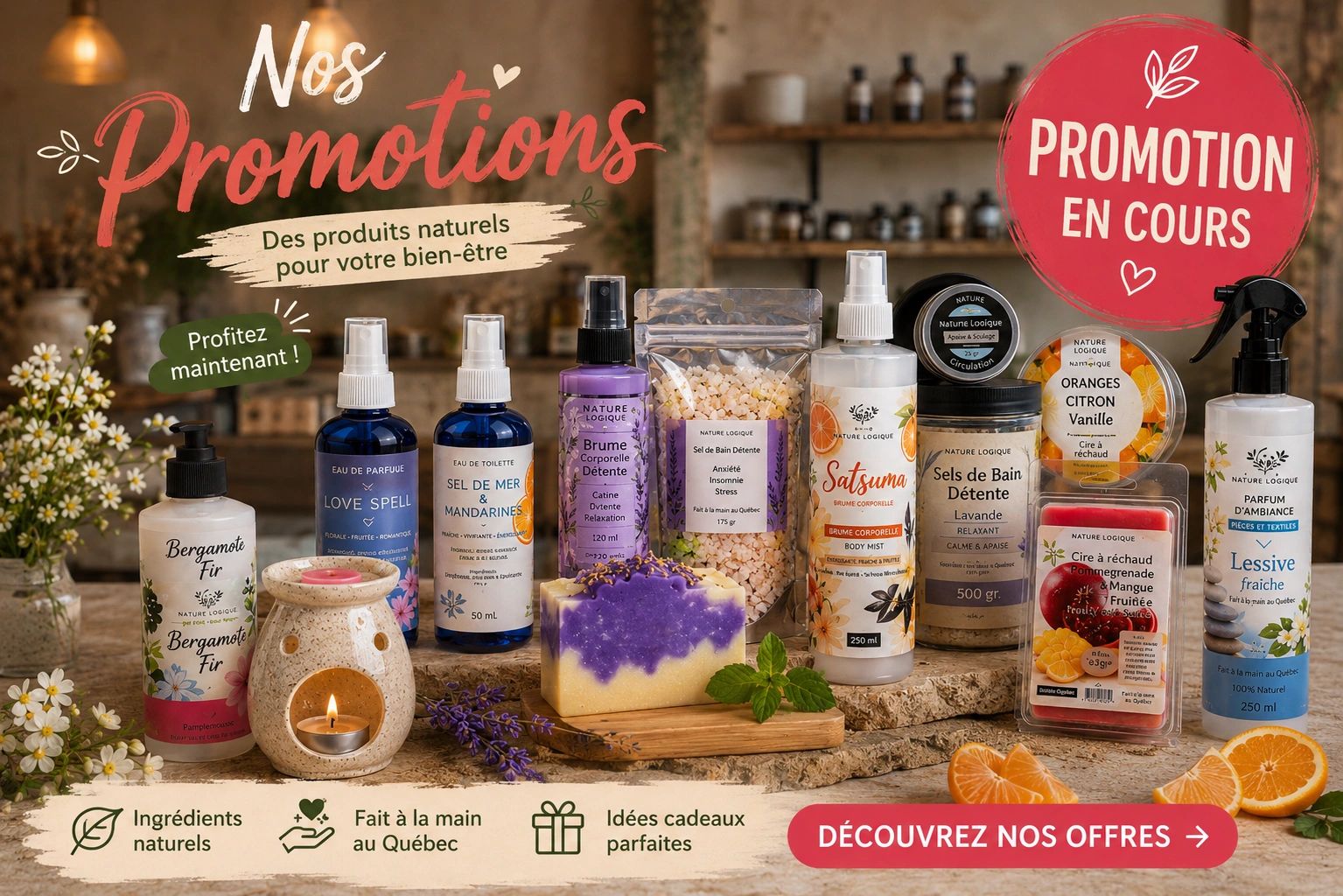 À l’approche des Fêtes, Nature Logique se déplace dans différents marchés de Noël, marchés artisanau
