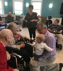 Our residents enjoying some time with MLA Doucet
