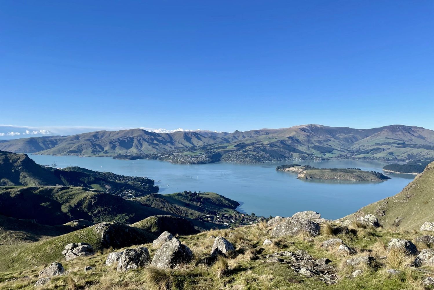 Christchurch, view of Lyttleton Harbour.