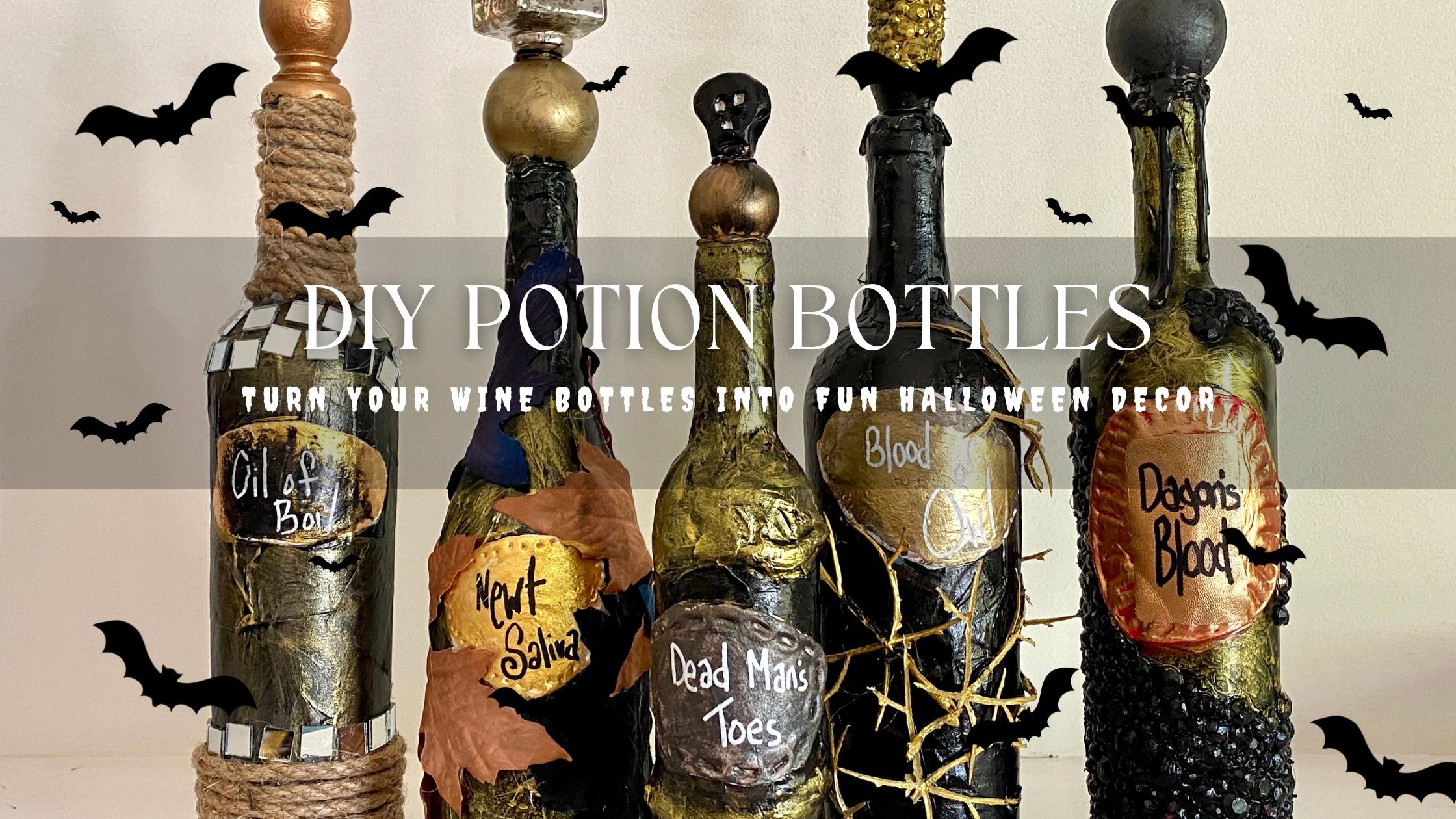 Make your Own Potion Bottles: DIY Halloween Wine Bottle Décor
