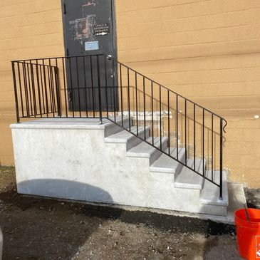 Residential and commercial steps available with railing. 