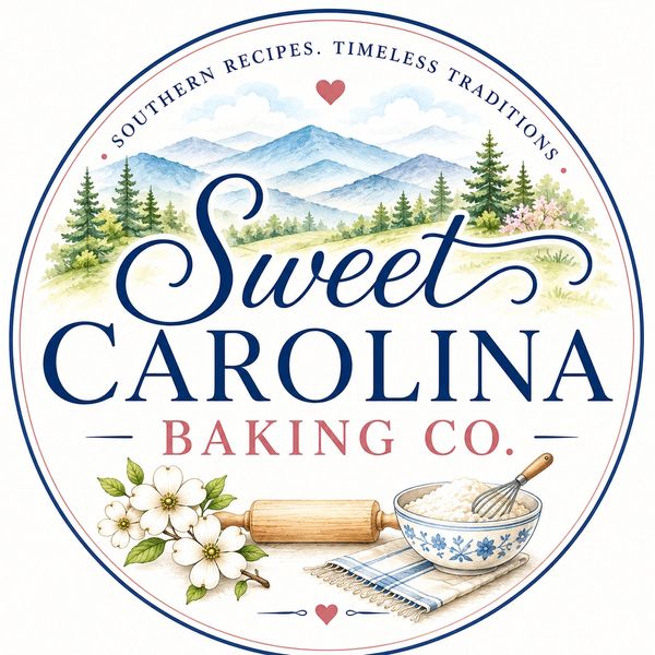 Logo for Sweet Carolina Baking Co. with southern and baking elements.
