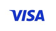 Blue VISA logo on a white background.