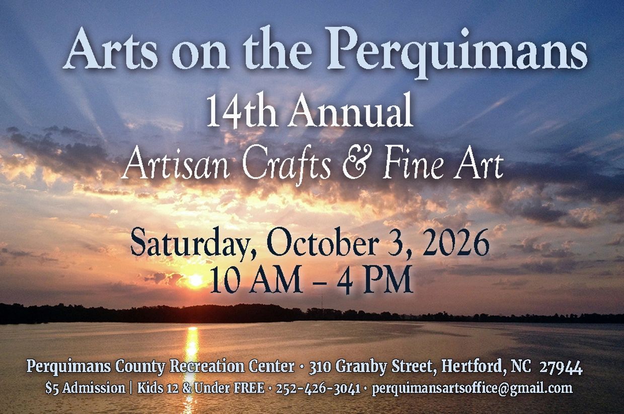 Poster for the 14th Annual Arts on the Perquimans event on October 3, 2026.