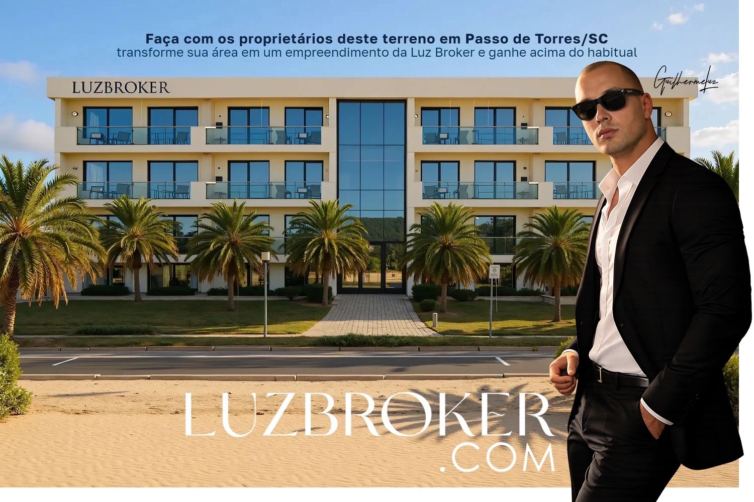 um prédio construído em terreno que estava a venda por Guilherme Luz