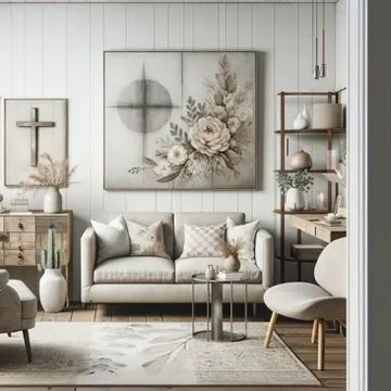 A long shot of the living area with the furniture