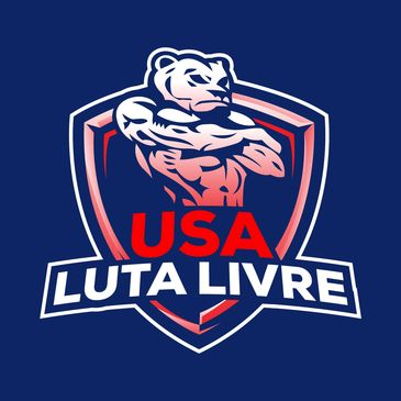 Muscular polar bear mascot with USA Luta Livre text.
