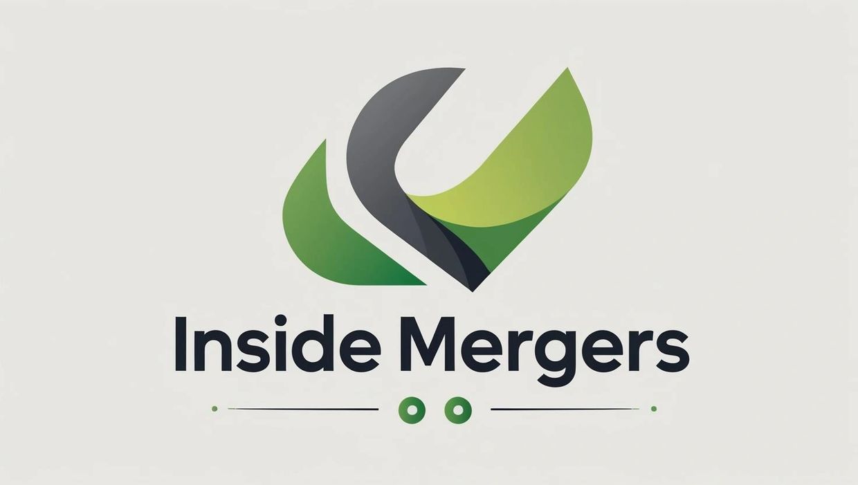 Logo for Inside Mergers with green and black abstract design.