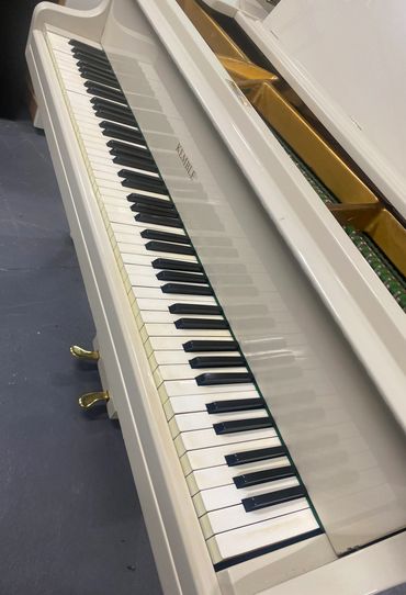 Rare Kemble Baby Grand white Piano in Cheshire, Manchester, Liverpool, North Wales, Chester, Preston