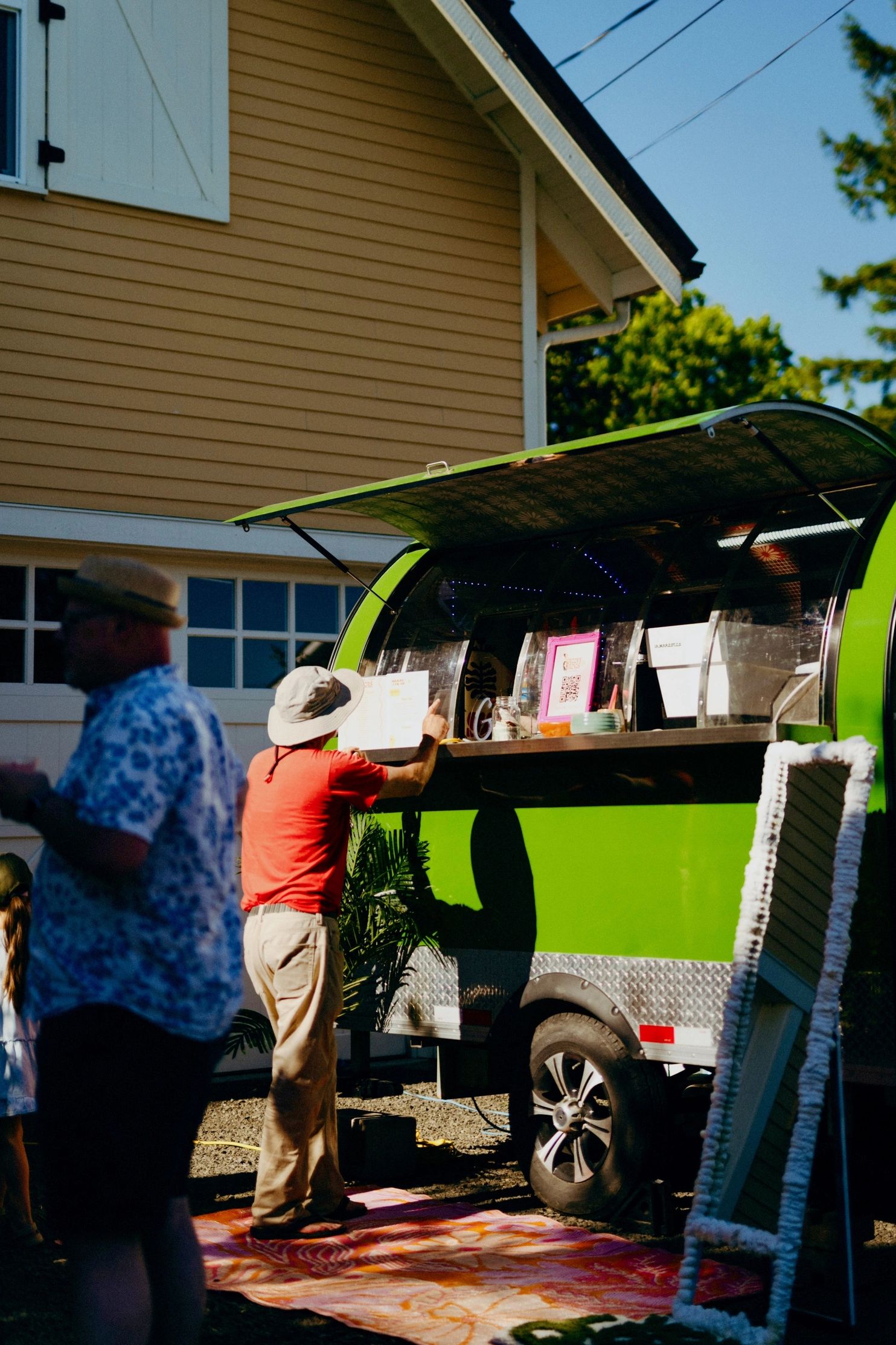 Our sweet 9x6 mobile trailer comes with a inverter generator, so no worries about us being loud!