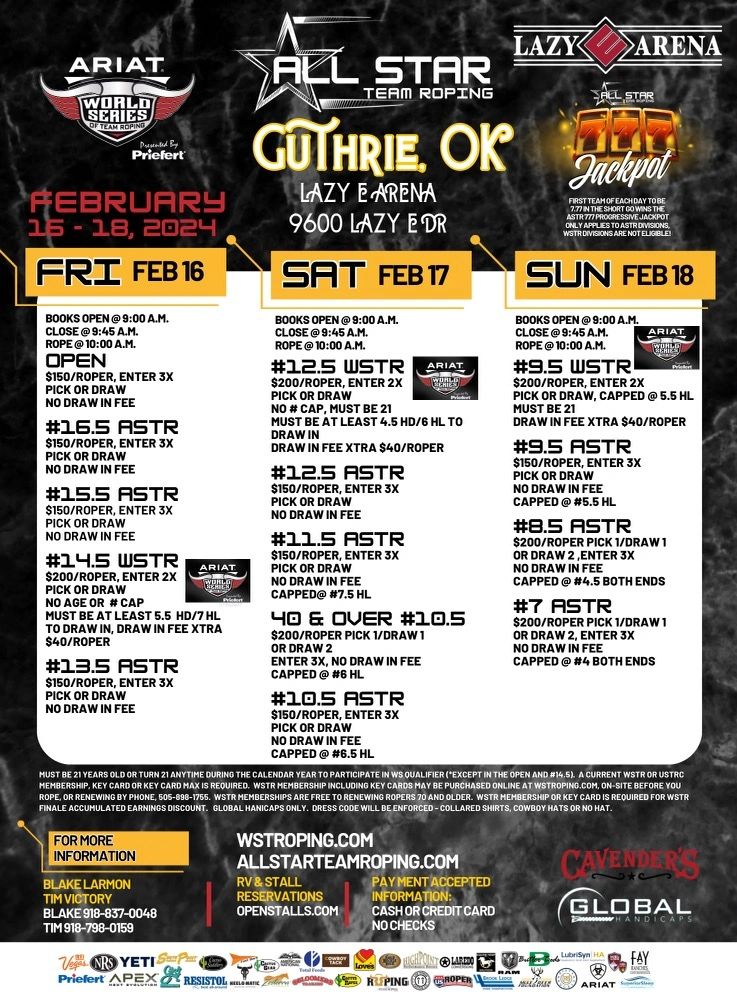 All Star Team Roping Team Roping, Rodeo, Event Production