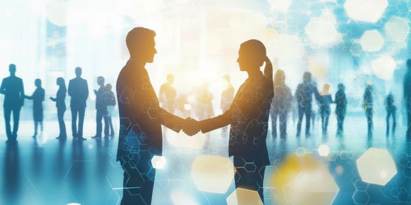 Business handshake between two professionals.