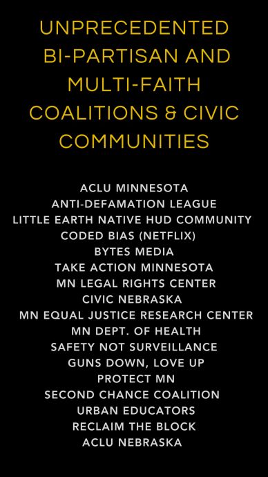 List of organizations in a bipartisan and multi-faith coalition.
