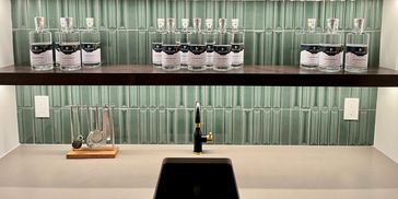 vibrant modern wetbar in calgary basement development