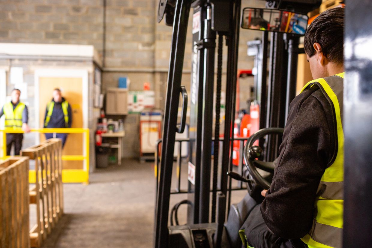 Student forklift training course