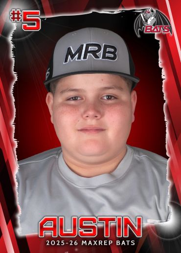 Portrait of Austin, player #5 for the 2025-26 MaxRep Bats baseball team.
