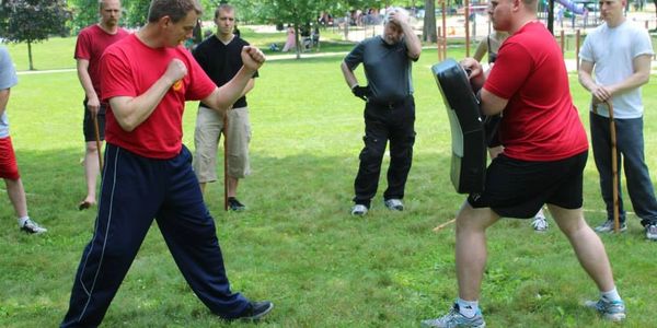 self defense training with kicks and punches
