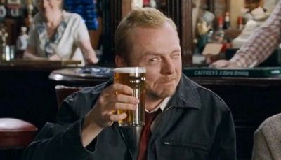 Simon Pegg cheers