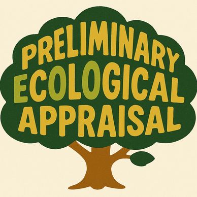 Illustration of a tree with the words 'Preliminary Ecological Appraisal' in its foliage.
