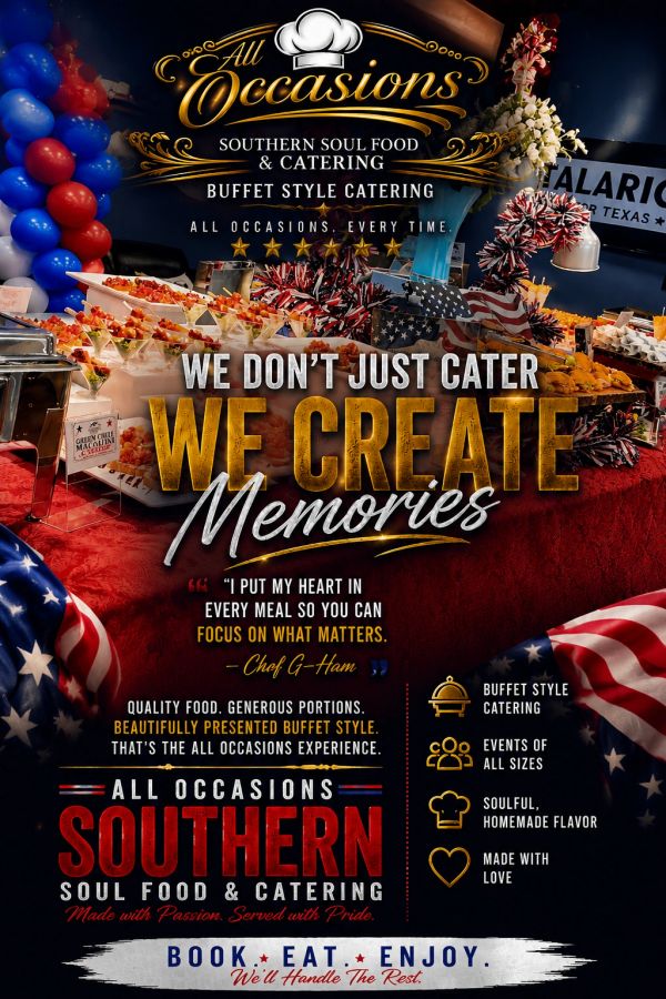 All Occasions Southern Soul Food &amp; Catering offers buffet style catering for all events with a focus on creating memorable meals.