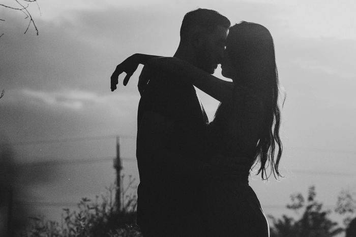 Couple holding each other