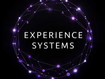 Glowing purple network circle with 'EXPERIENCE SYSTEMS' text in the center.