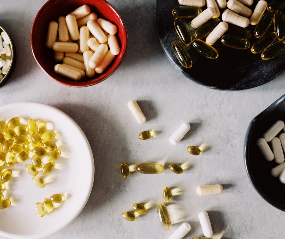 image of supplements on a table spread out 