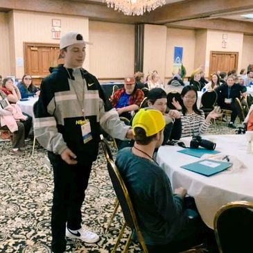 Tucker interacting with participants during his keynote address.