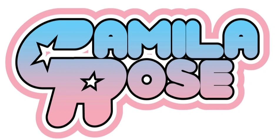 Colorful stylized text reading 'Camila Rose' with star accents.