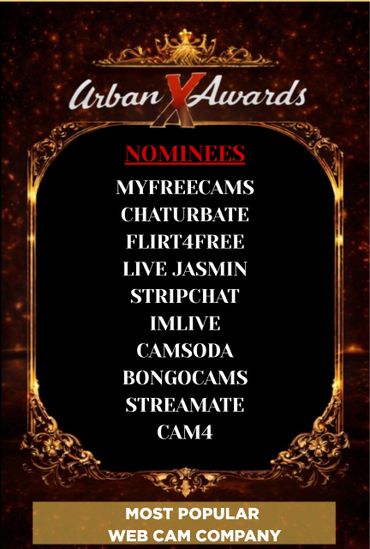 Urban X Awards nominees for Most Popular Web Cam Company listed.