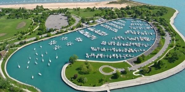 Montrose Harbor is located on the northern edge of Lincoln Park, a short walk from Montrose Beach.