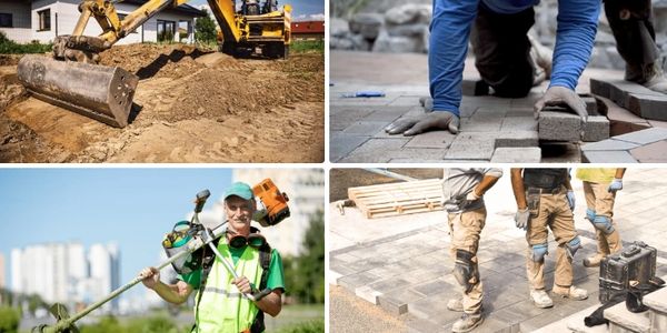 Landscaping contractors at work