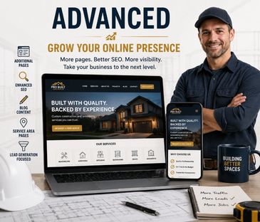 Advanced contractor website plan featuring SEO, blog content, and lead generation tools.